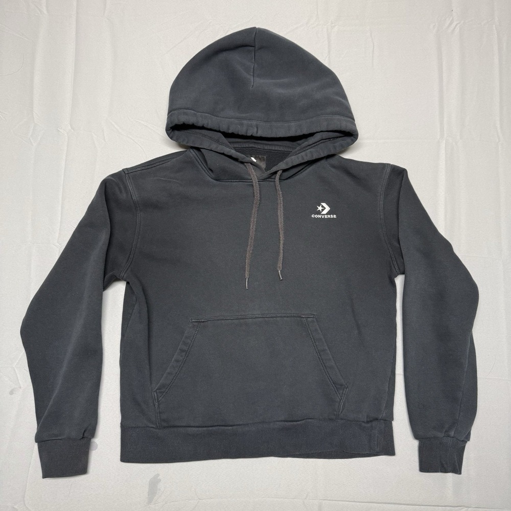 CONVERSE Hoodie Men's Xtra Small‎ Black Embroidered Star Chevron Fleece Pullover
